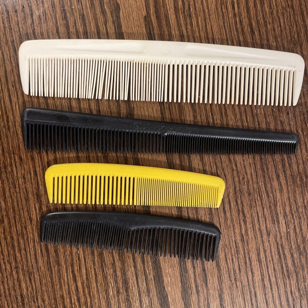HAIR COMB LOT Vintage Retro Mod Pocket Unbreakable USA Yellow Black